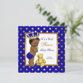 Prince Baby shower Boy Royal Blue Ethnic Kaart (Staand voorkant)