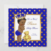 Prince Baby shower Boy Royal Blue Ethnic Kaart (Voorkant)