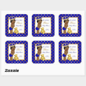 Prince Baby shower Boy Royal Blue Ethnic Vierkante Sticker (Vel)