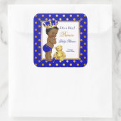 Prince Baby shower Boy Royal Blue Ethnic Vierkante Sticker (Tas)