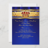 Prince Baby shower Boy Royal Blue Gold Crown Kaart (Achterkant)