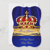 Prince Baby shower Boy Royal Blue Gold Crown Kaart (Voorkant)