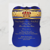 Prince Baby shower Boy Royal Blue Gold Crown Kaart (Achterkant)