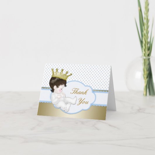 Prince Baby shower Dank u Bedankkaart (Voorkant)