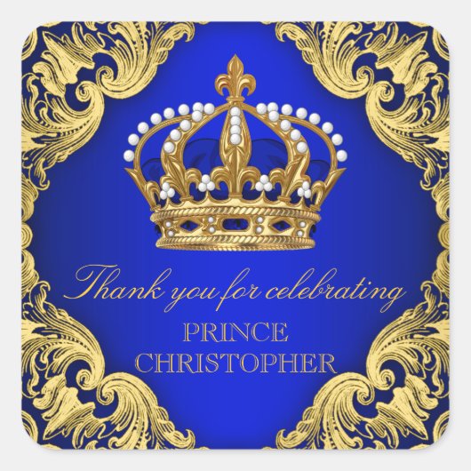 Prince Baby shower Favor Stickers (Voorkant)