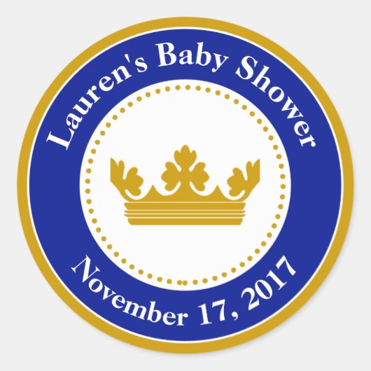 Prince Baby shower Favor Stickers Blue Boy (Voorkant)