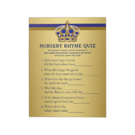 Prince Baby shower Games Prince Nursery Rhyme Quiz Notitieblok