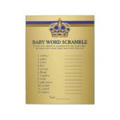 Prince Baby shower Games Prince Word Scramble Notitieblok (Linkerzijde)