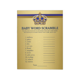 Prince Baby shower Games Prince Word Scramble Notitieblok