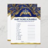 Prince Baby shower Games Word Scramble Rhyme Quiz (Voorkant / Achterkant)