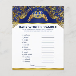 Prince Baby shower Games Word Scramble Rhyme Quiz