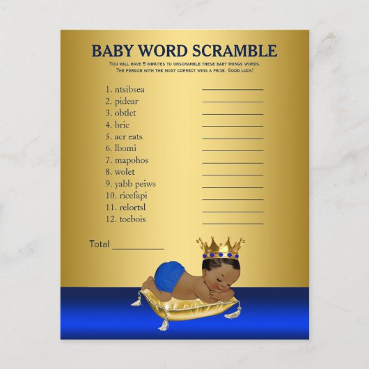 Prince Baby shower Games Words and Rhyme (Voorkant)