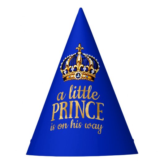 Prince Baby shower Gold Crown Royal Blue Party Feesthoedjes (Voorkant)