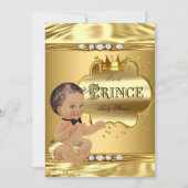 Prince Baby shower Gold Foil Brunette Bow Stropdas Kaart (Voorkant)