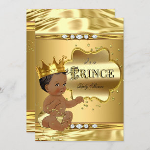 Prince Baby shower Gold Foil Ethnic Baby Boy Kaart