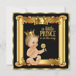 Prince Baby shower Gold Folie Black Blonde Boy Kaart