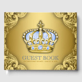 Prince Baby shower Guest Book Baby blauw en goud Gastenboek (Voorkant)