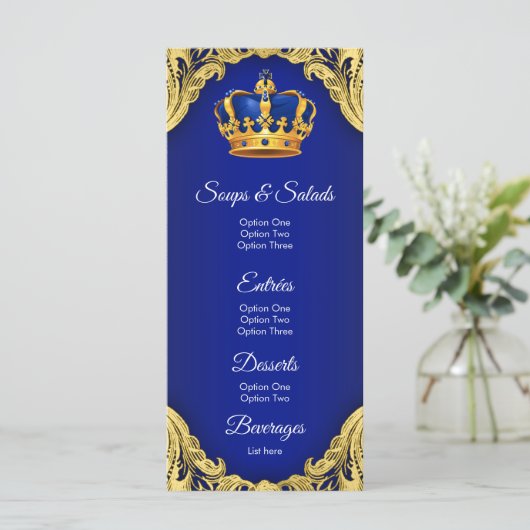 Prince Baby shower Menu (Staand voorkant)