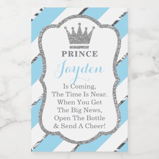 Prince Baby shower Mini Wijnflesetiketten Wijn Etiket (Enkel label)
