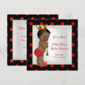 Prince Baby shower Red Black Boy Etnic Kaart (Voorkant / Achterkant)