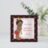 Prince Baby shower Red Black Boy Etnic Kaart (Staand voorkant)