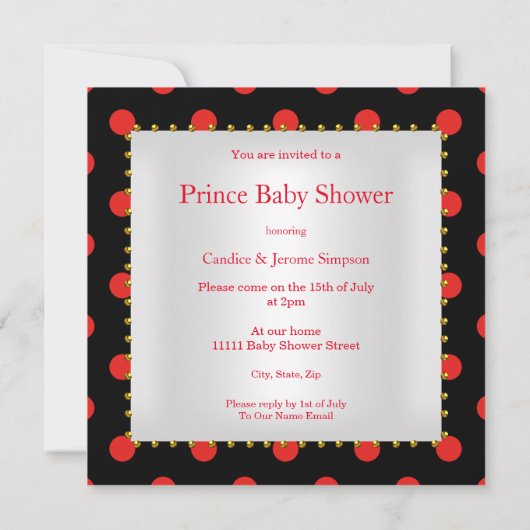 Prince Baby shower Red Black Boy Etnic Kaart (Achterkant)
