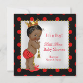 Prince Baby shower Red Black Boy Etnic Kaart (Voorkant)