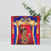 Prince Baby shower Red Blue Gold Ethnic Kaart (Staand voorkant)