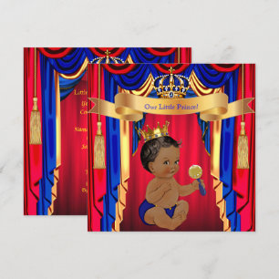 Prince Baby shower Red Blue Gold Ethnic Kaart