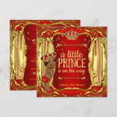Prince Baby shower Red Gold African American Kaart (Voorkant / Achterkant)