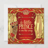 Prince Baby shower Red Gold African American Kaart (Voorkant)