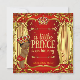 Prince Baby shower Red Gold African American Kaart