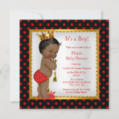 Prince Baby shower Red Gold Black Boy Ethnic Kaart (Voorkant)