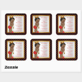 Prince Baby shower Red Gold Black Boy Ethnic Vierkante Sticker (Vel)