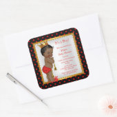 Prince Baby shower Red Gold Black Boy Ethnic Vierkante Sticker (Envelop)