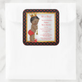 Prince Baby shower Red Gold Black Boy Ethnic Vierkante Sticker (Tas)