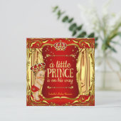 Prince Baby shower Red Gold Boy Blonde Invite Kaart (Staand voorkant)