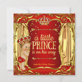 Prince Baby shower Red Gold Boy Blonde Invite Kaart (Voorkant)