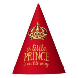 Prince Baby shower Red Gold Crown Party Feesthoedjes