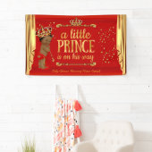 Prince Baby shower Red Gold Drapes Etnisch Spandoek (Insitu)