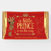 Prince Baby shower Red Gold Drapes Etnisch Spandoek (Horizontaal)