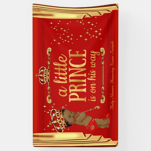 Prince Baby shower Red Gold Drapes Etnisch Spandoek (Verticaal)