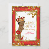 Prince Baby shower Red Gold White Ethnic Kaart (Voorkant)