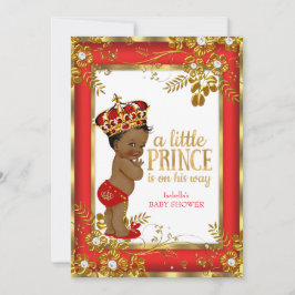 Prince Baby shower Red Gold White Ethnic Kaart