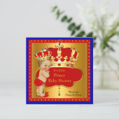 Prince Baby shower Red Royal Blue Boy Crown Blonde Kaart (Staand voorkant)