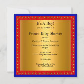 Prince Baby shower Red Royal Blue Boy Crown Blonde Kaart (Achterkant)