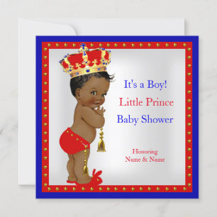 Prince Baby shower Red White Blue Boy Etnic Kaart