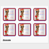 Prince Baby shower Red White Blue Boy Etnic Vierkante Sticker (Vel)