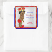 Prince Baby shower Red White Blue Boy Etnic Vierkante Sticker (Tas)