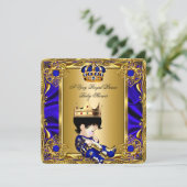 Prince Baby shower Regal Gold Royal Blue Boy 2a Kaart (Staand voorkant)